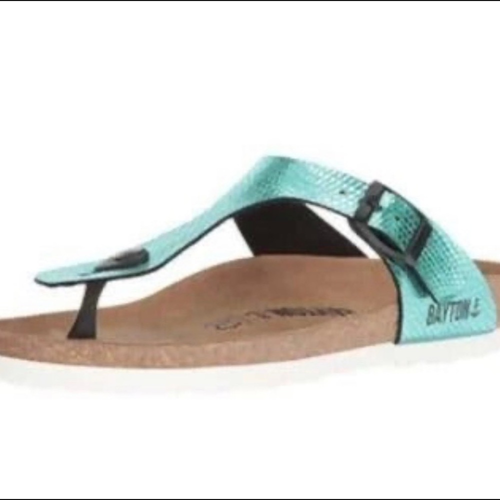 Bayton NWT Mecure Teal Split Toe Thong Cork Footbed Slide Sandals